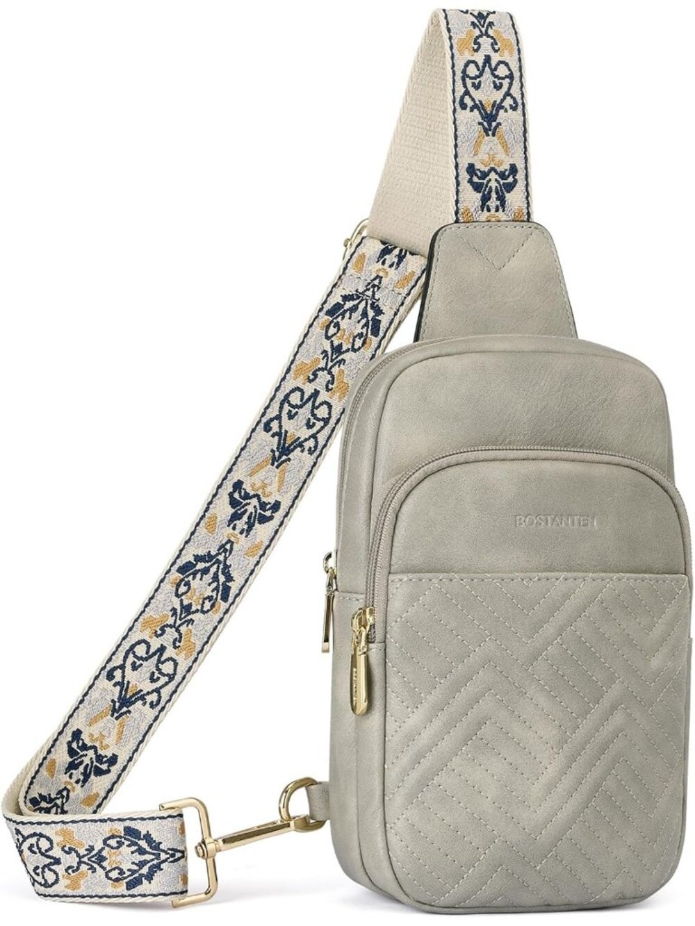 〽️Women's Tricolor Grey Leather Fanny Travel Purse Quilted Sling Crossbody Bags